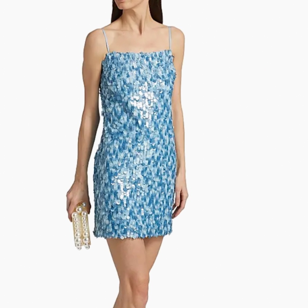 Milly Colette Mini Dress Aqua Blue Sequin Size 4 NWT